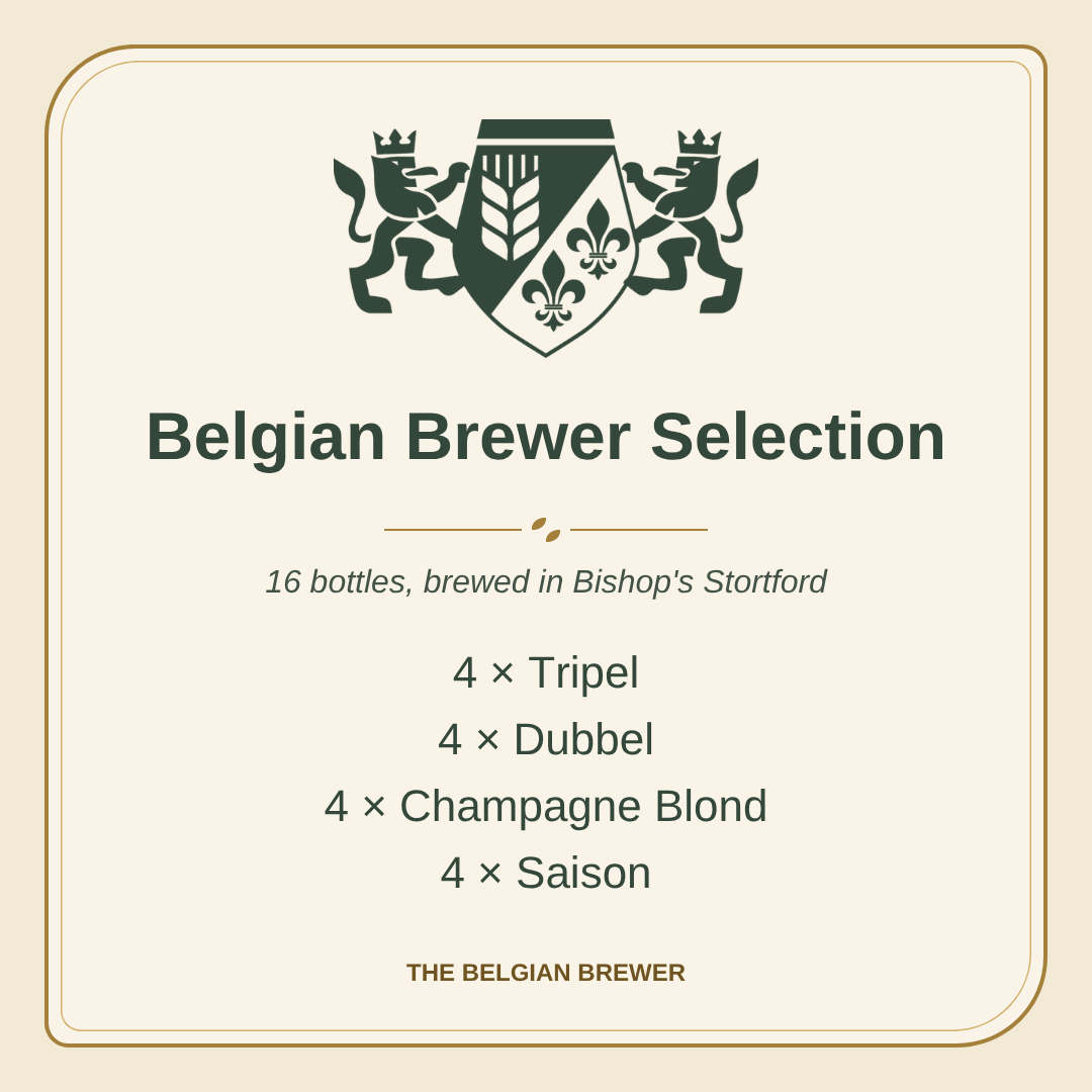 Belgian Brewer Selection: 16 bottles, 4 Tripel, 4 Dubbel, 4 Champagne Blond and 4 Saison