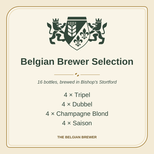 Belgian Brewer Selection: 16 bottles, 4 Tripel, 4 Dubbel, 4 Champagne Blond and 4 Saison