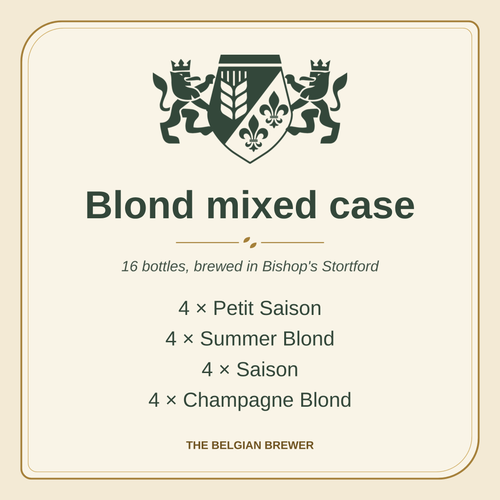 Blond mixed case: 16 bottles, 4 each of Petit Saison, Summer Blond, Saison and Champagne Blond